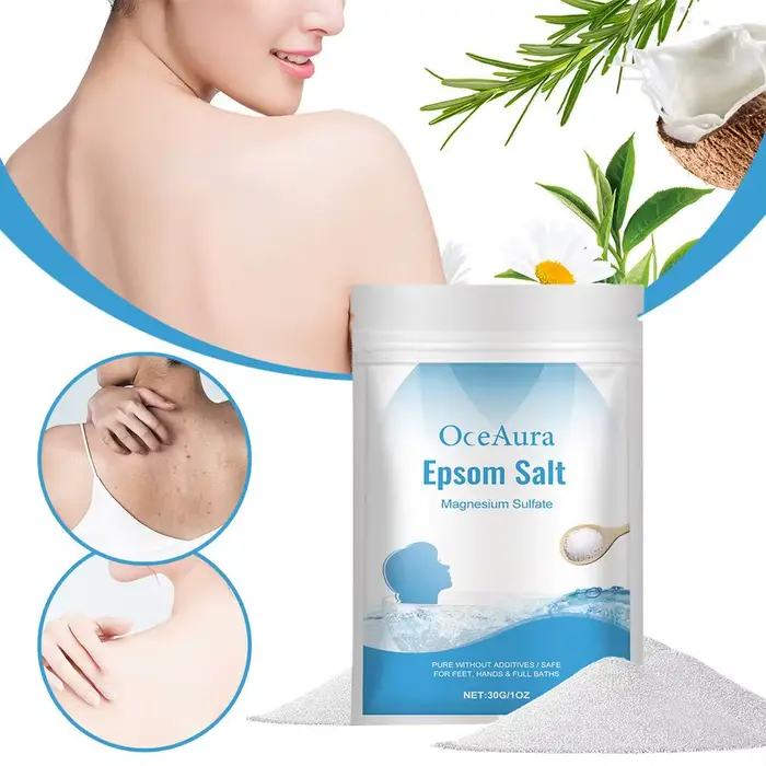 Epsom sel magnésium sulfate hydratant exfoliant pur naturel pieds mains bain corps Relaxation soulagement musculaire détox soins de la peau