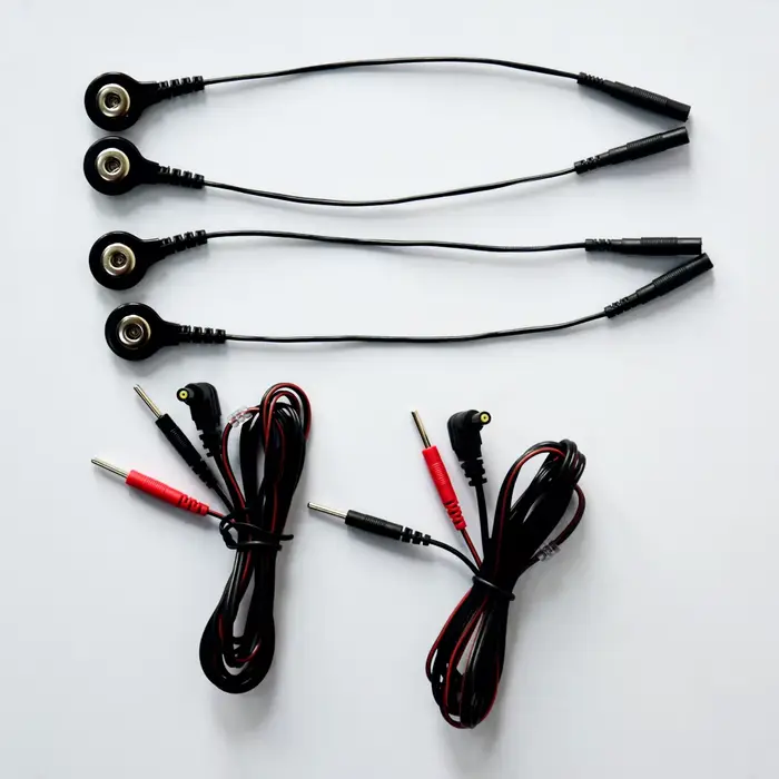 Câbles de plomb TENS d'électrode de remplacement, 2 pièces, avec adaptateur de 4 câbles courts, à ut