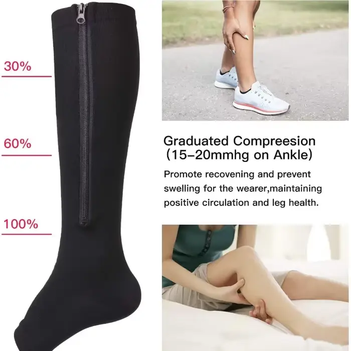 Chaussette de Compression médicale à fermeture éclair pour femmes et hommes