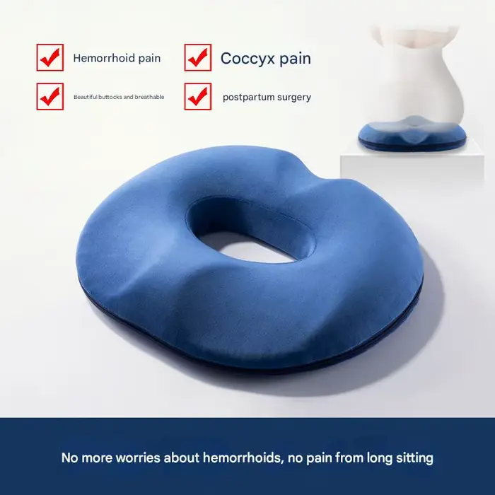 Coussin de siège en mousse à mémoire de forme pour soulager la douleur des hémorroïdes et des coccyx – Donut orthopédique au design creux