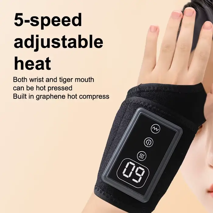 Enveloppement de poignet de main de chaleur et de massage rechargeables, dispositif de thérapie sans fil pour le soulagement du canal carpien