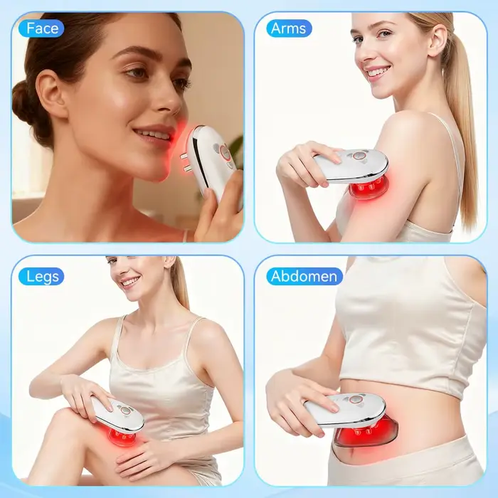 Appareil de massage 3 en 1 à lumière rouge pour le visage et le corps