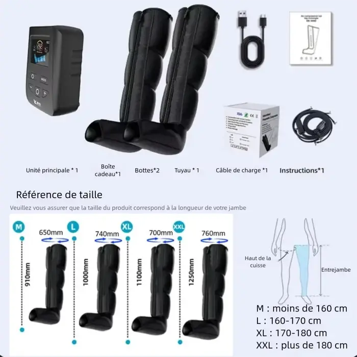 Appareil de massage des jambes par compression pneumatique