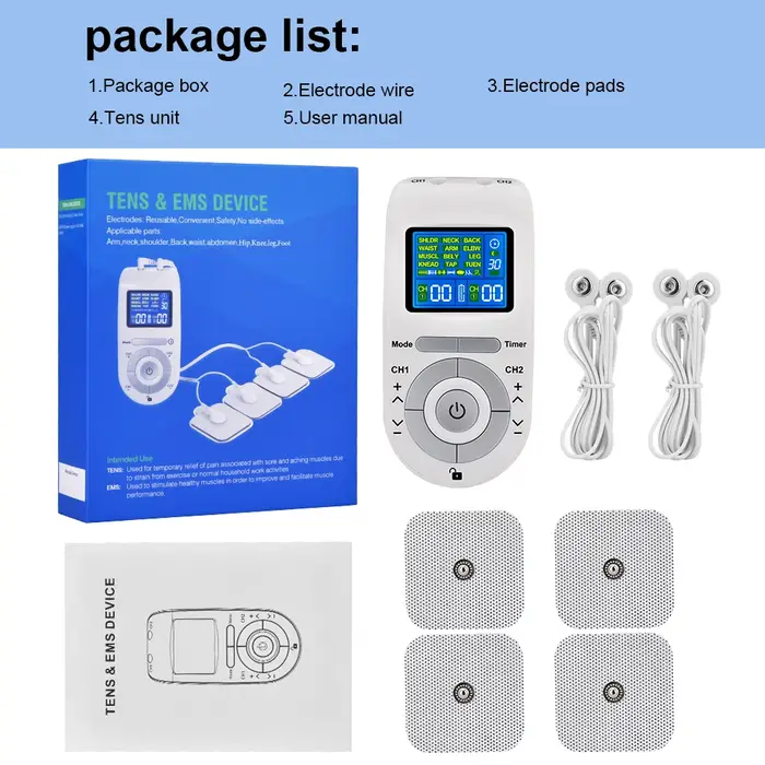 Stimulateur musculaire électrique Tens Ems Acupuncture Masseur facial et corporel Thérapie numérique Outil de massage Herald Électrostimulateur