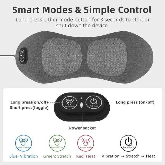 Masseur dorsal triple fusion lisse avec chaleur, pour soulager la sciatique, appareil de massage du 