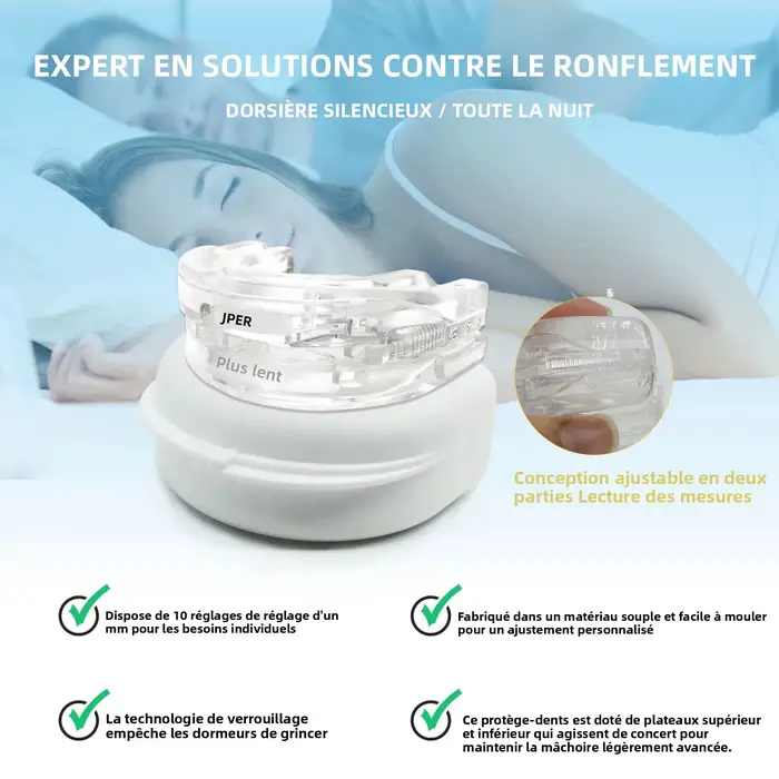 Protège-dents anti-ronflement ajustable pour une nuit de sommeil sans ronflement