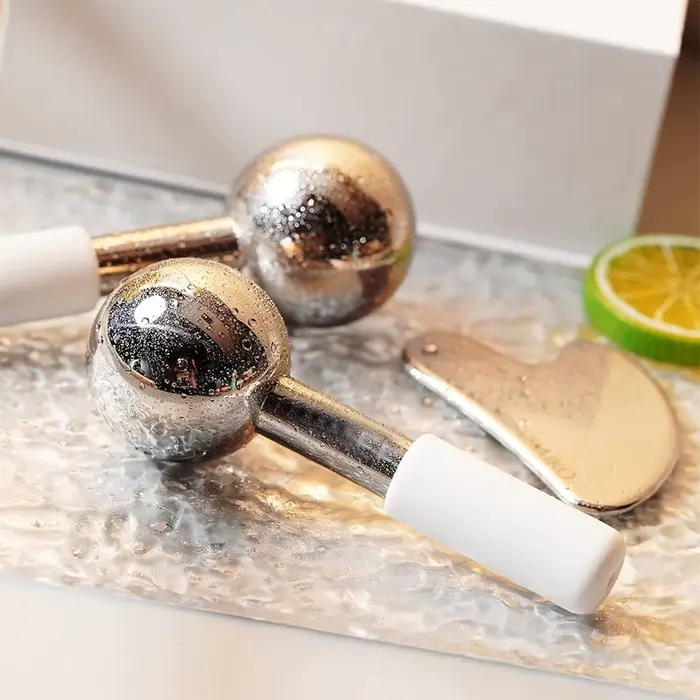 Globes de glace pour le visage, rouleau Facial en acier inoxydable froid et chaud, beauté de la peau, Spa, boule de refroidissement, boule de Massage, soins du visage, bâton de gel cryogénique