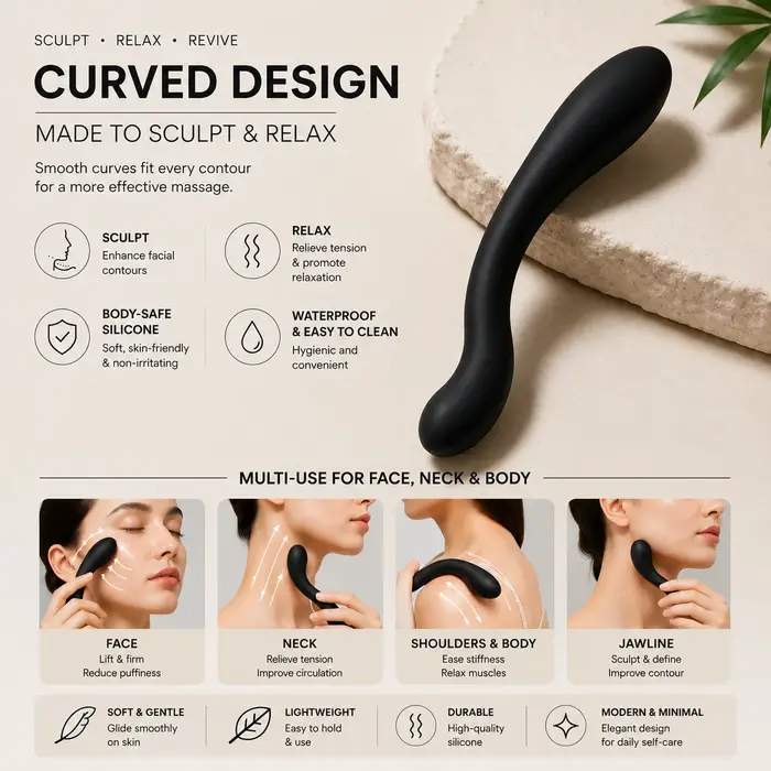 Bâton de massage en silicone pour le corps entier, idéal pour le bain, le lifting facial, la relaxation musculaire et le massage multifonctionnel, beauté