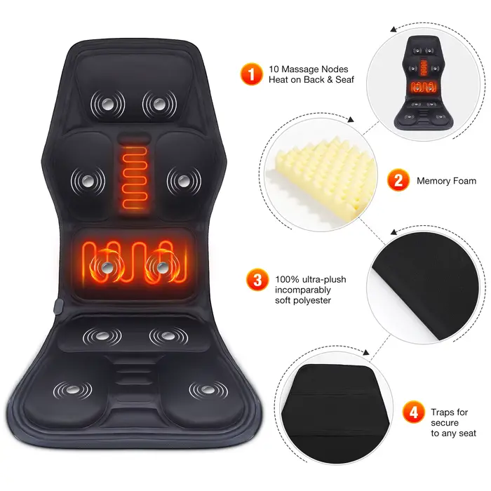 Chauffage électrique dos taille masseur épaule dos Vibration tapis de Massage pour chaise canapé voiture bureau maison