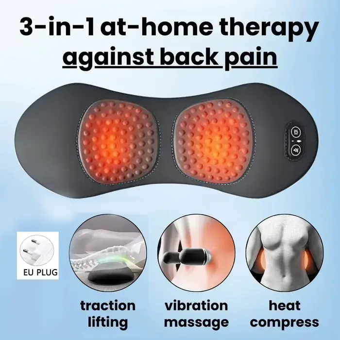 Masseur dorsal 3-en-1 avec chaleur et vibrations pour soulager les douleurs dorsales, hernie discale