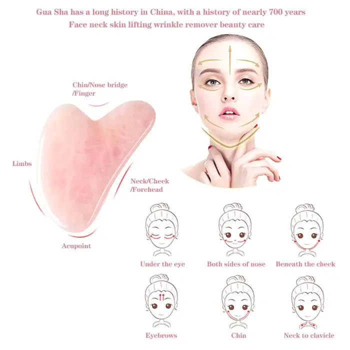 Grattoir à Gouache Gua Sha en Jade Rose naturel