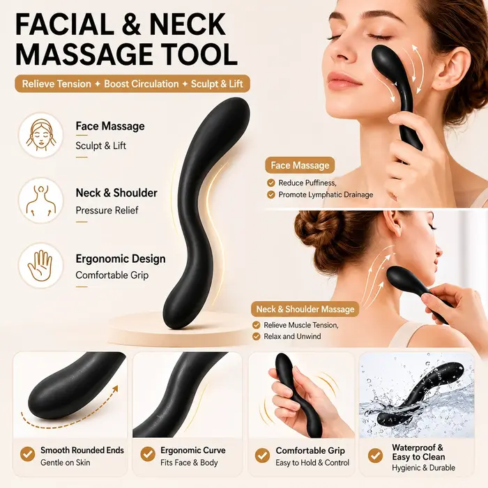 Bâton de massage en silicone pour le corps entier, idéal pour le bain, le lifting facial, la relaxation musculaire et le massage multifonctionnel, beauté