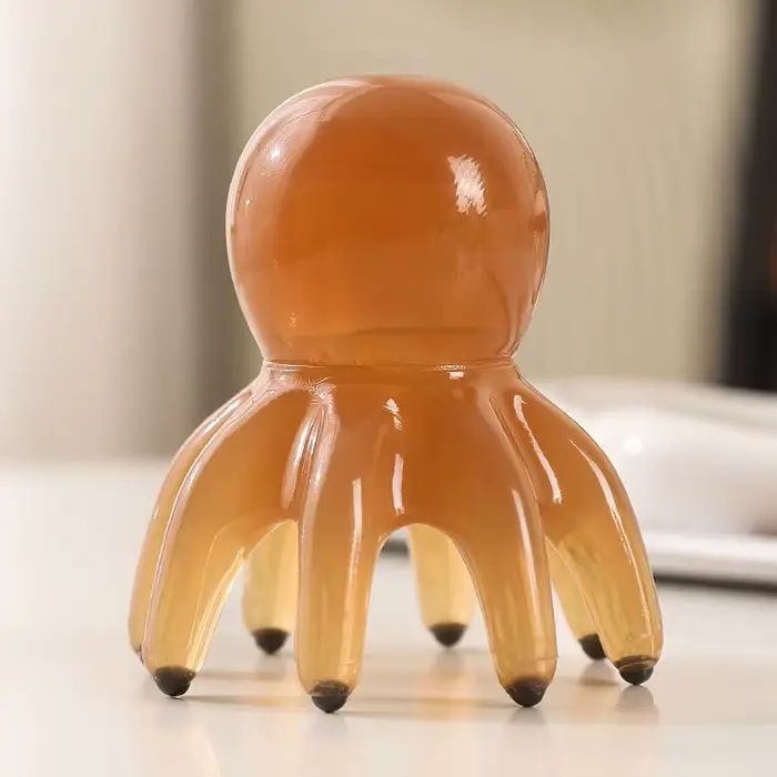 Peigne de Massage en résine poulpe, tête méridienne, grattage du cuir chevelu, brosse d'acupuncture 