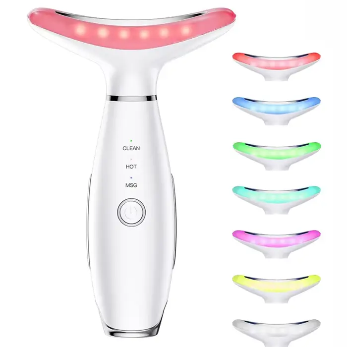 Masseur facial anti-rides 7 couleurs, appareil de beauté pour le cou et le visage, raffermissant la 