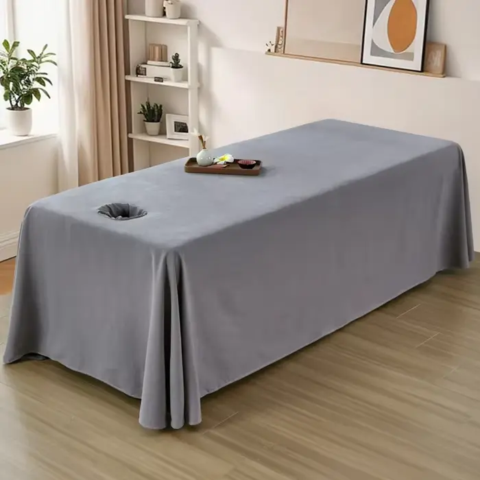 Lit SPA couverture complète jupe blanche pour Salon de beauté Table de Massage drap couvre-lit