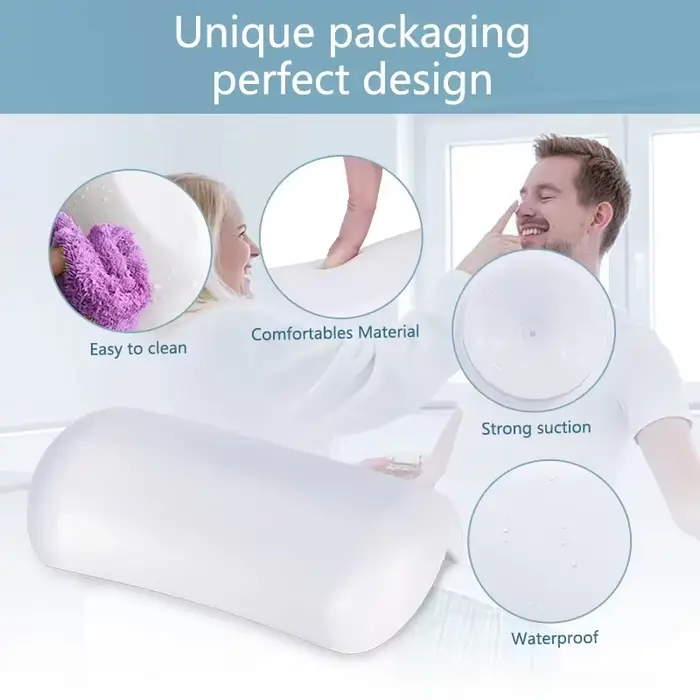 Oreiller de bain imperméable et antidérapant pour spa – Coussin rembourré en mousse à mémoire de forme pour la tête et