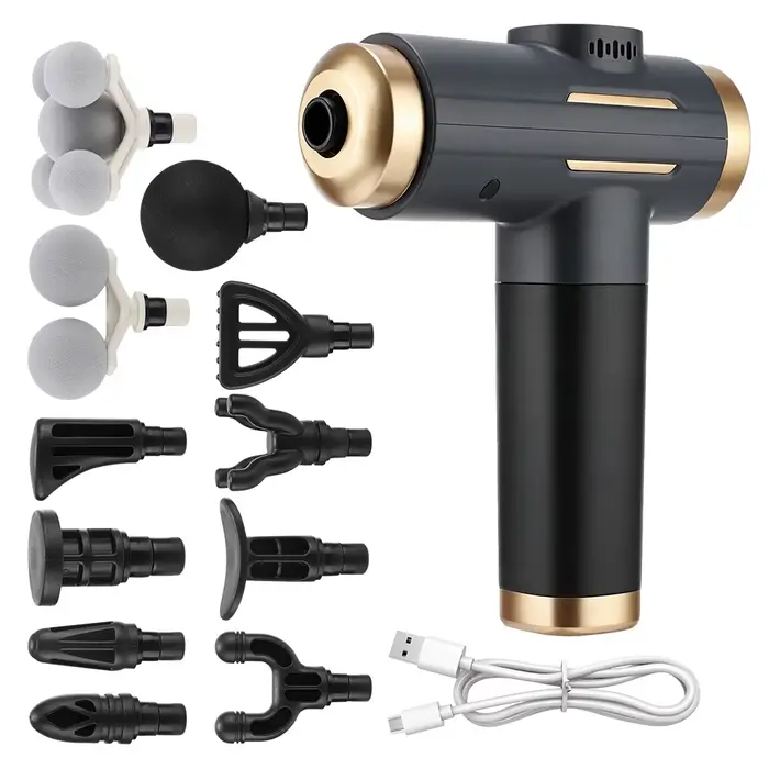 Pistolet de massage à 99 niveaux avec écran LCD, 11 têtes, 1500 mAh, pour relaxation musculaire prof