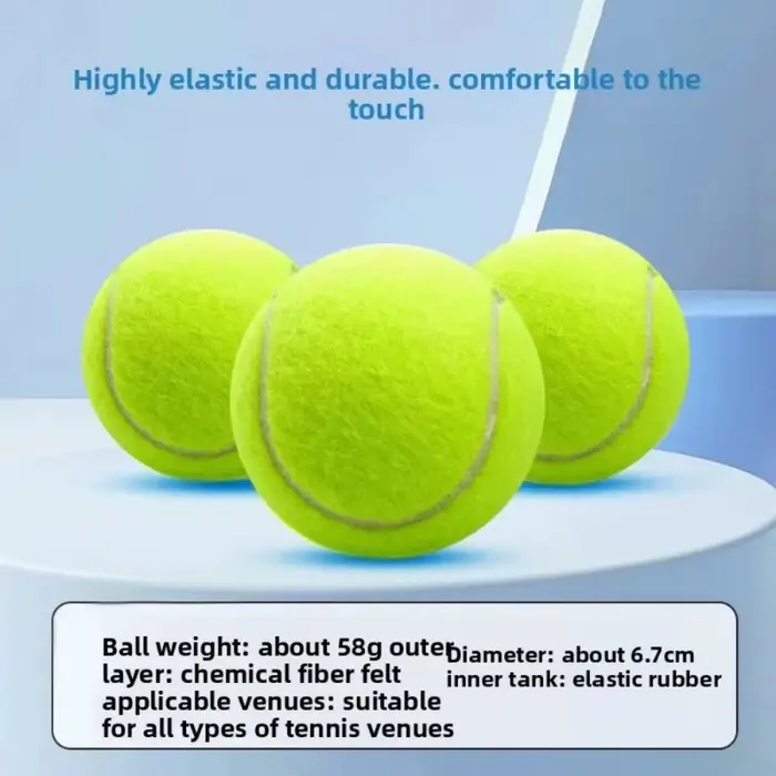 Lot de 3 balles de tennis haute élasticité pour entraînement et matchs