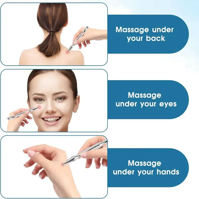 Stylo de massage double tête en acier inoxydable