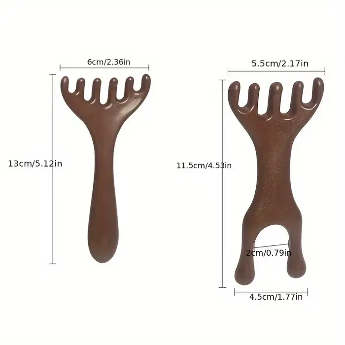 2 peignes de massage en forme de cornes de cerf : outil de massage et de relaxation à double usage à