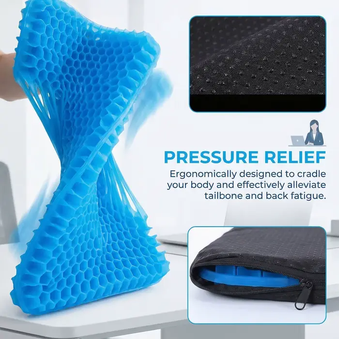 Grand coussin de siège en gel épais avec housse antidérapante