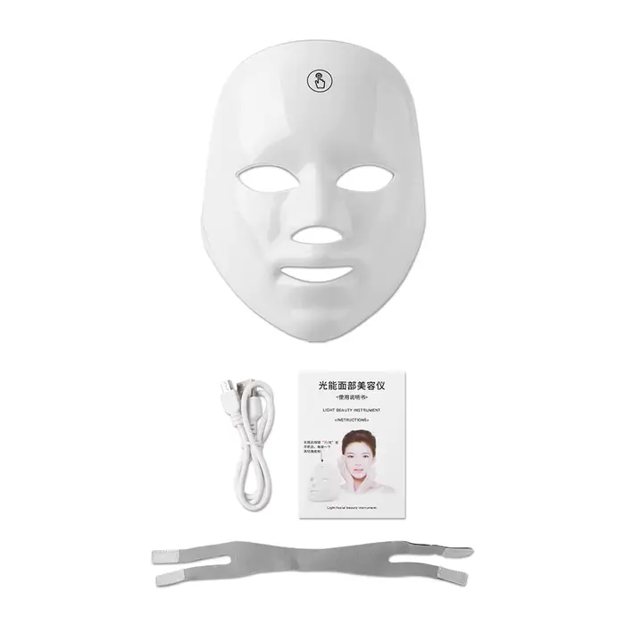Masque Facial LED Rechargeable 7 couleurs, masque de beauté à photons LED, rajeunissement de la peau