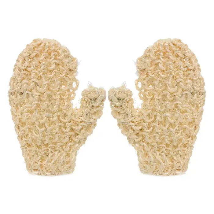 1 paire de gants exfoliants en sisal naturel pour le corps