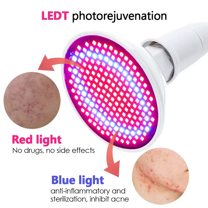 Appareil de beauté LED à lumière rouge et bleue