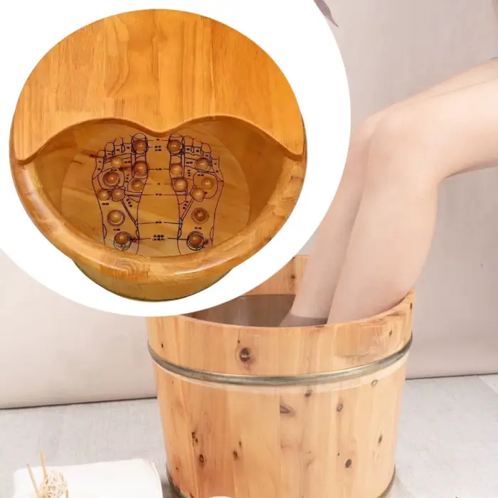 Baril de baignoire de pieds en bois avec couvercle, seau de trempage des pieds, seau de lavage des p