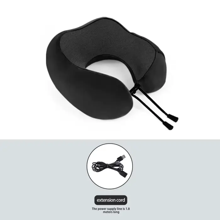 Coussin chauffant de voyage pour le cou, oreiller électrique chauffant en mousse à mémoire de forme 