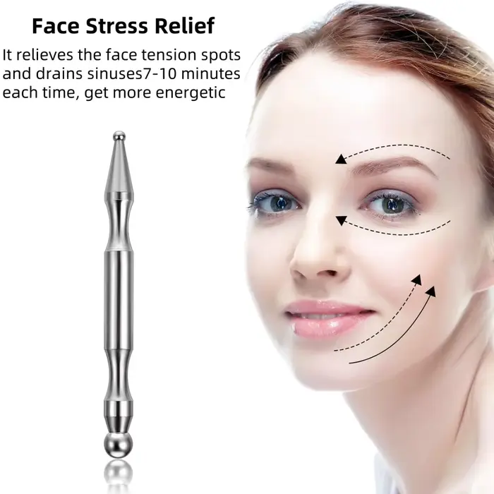 Stylo de massage double tête en acier inoxydable