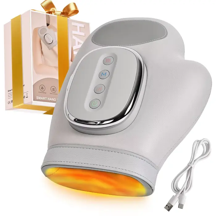 Masseur de mains portable électrique avec chaleur, compression par airbag, sans fil, gants de massag
