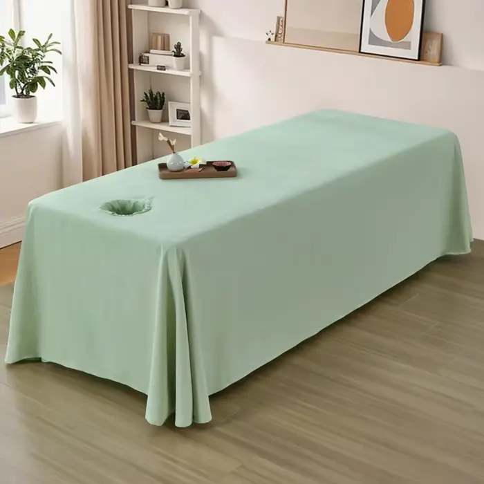 Lit SPA couverture complète jupe blanche pour Salon de beauté Table de Massage drap couvre-lit
