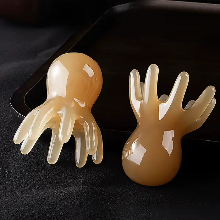 Lot de 2 peignes en résine en forme de pieuvre pour massage de la tête, grattoir de méridiens, massa