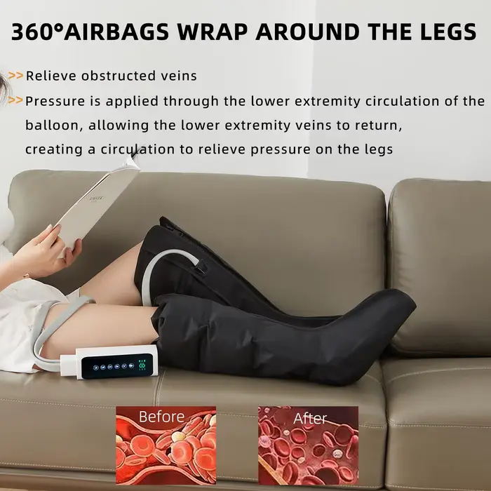 Bottes pneumatiques de massage par compression d'air à 4 airbags pour drainage lymphatique