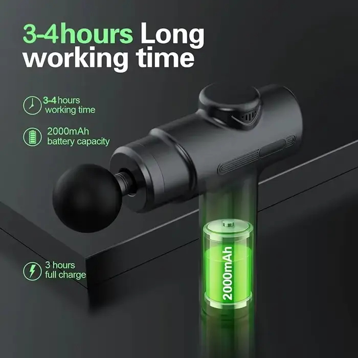 Pistolet de massage électrique pour les tissus profonds avec 8 têtes interchangeables pour les bras