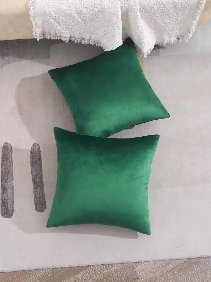 Ensemble de 2 housses de coussin décoratives vertes