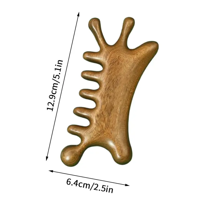 Outils de Massage Gua Sha en bois de santal et soie dorée