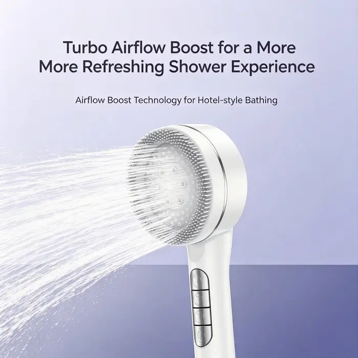 Pommeau de douche manuel avec filtre de massage SPA, 4 modes de pulvérisation, pulvérisateur pressurisé à haut débit avec brosse extérieure en silicone pour salle de bain