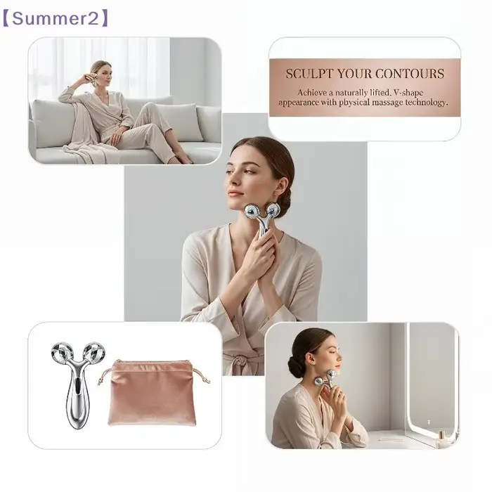 【Xia2】Masseur à double rouleau 3D avec effet liftant et raffermissant pour le visage
