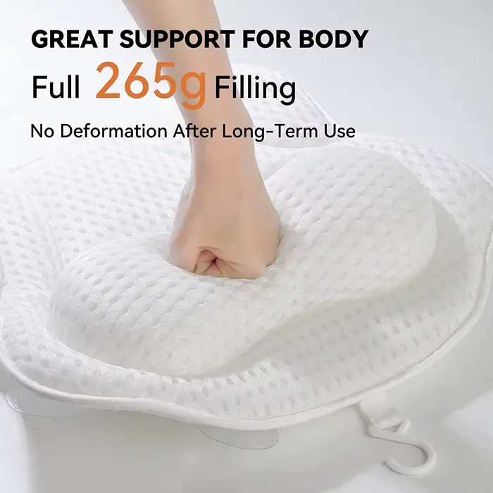 Oreiller de baignoire pour baignoire, oreiller de bain pour soutien du cou et du dos avec ventouses fortes, oreiller de bain spa doux