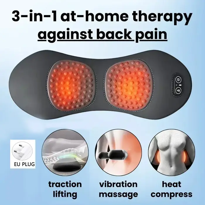 Masseur dorsal 3-en-1 avec chaleur et vibrations pour soulager les douleurs dorsales