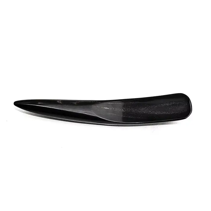 Planche de massage Gua Sha en corne de buffle noire, outil de grattage pour points de pression, bâto