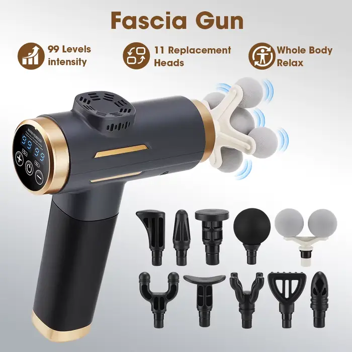 Pistolet de massage à 99 niveaux avec écran LCD