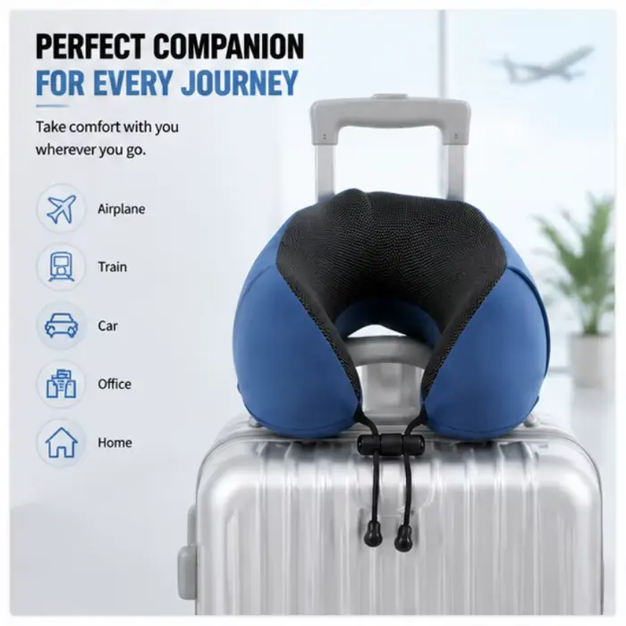 Oreiller cervical en mousse à mémoire de forme, coussin de voyage en forme de U doux pour soutenir le cou en avion
