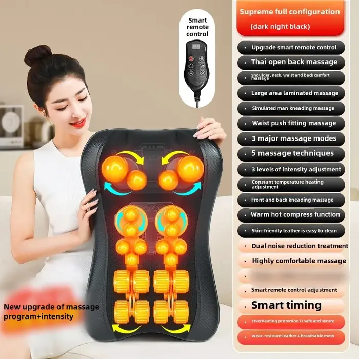 JAIYORL Shiatsu oreiller de Massage du cou coussin électrique masseur de dos profond avec des tissus thermiques pétrissage pour les épaules détendre les Muscles