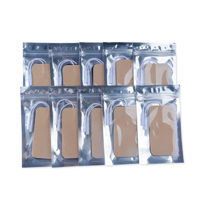 10 paires d'électrodes TENS 5*10cm avec trou de prise 2.0mm pour Machines TENS/EMS