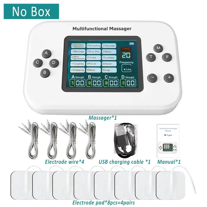 Stimulateur musculaire TENS 4-en-1, masseur électronique à impulsions, appareil EMS TENS rechargeabl