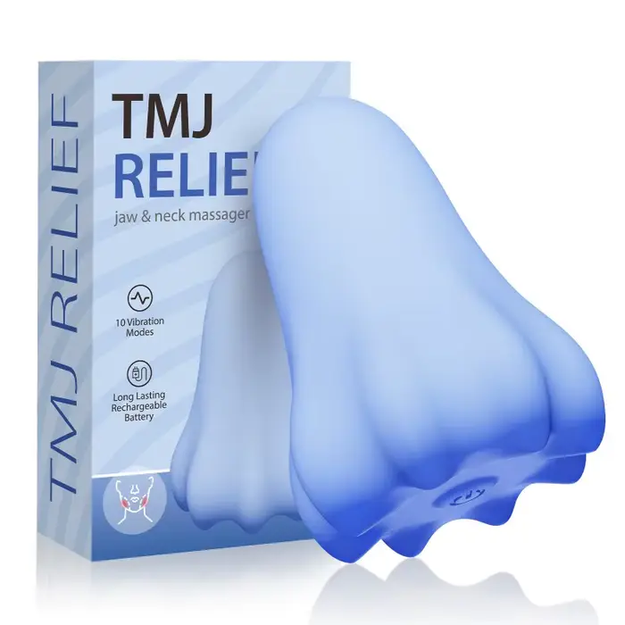 Masseur pour soulager la TMJ – Masseur chauffant pour la mâchoire et le cou, 10 modes de vibration, 