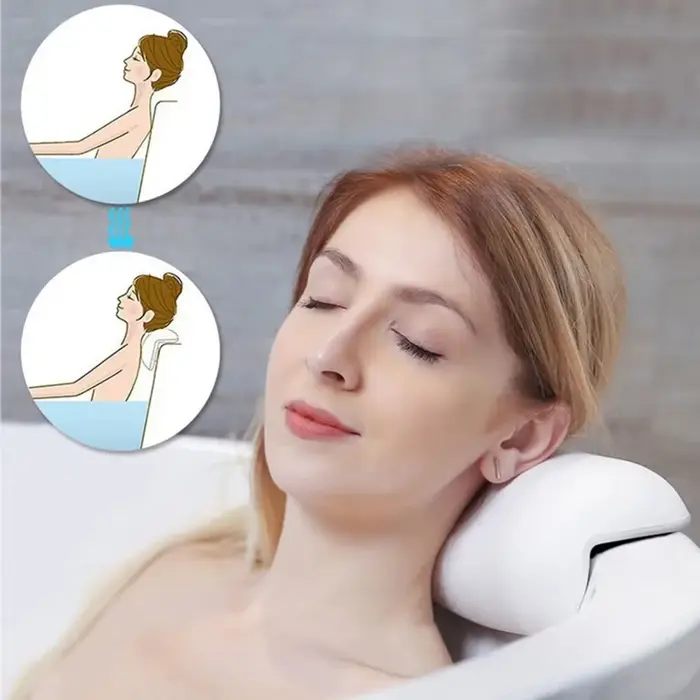 Coussin de bain antidérapant pour baignoire, oreiller de bain SPA doux et imperméable avec ventouses pour la relaxation de la tête dans la salle de bain, facile à nettoyer